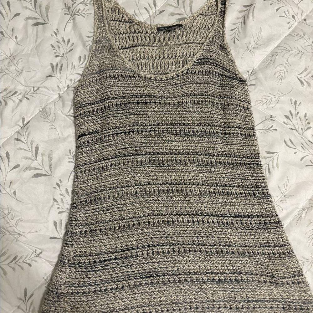 Vince - Women’s Knit Tank Top - Black and Gray